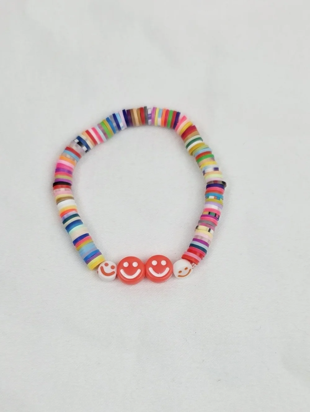 Handmade Clay Bead Multi Color Smiley Face Bracelet